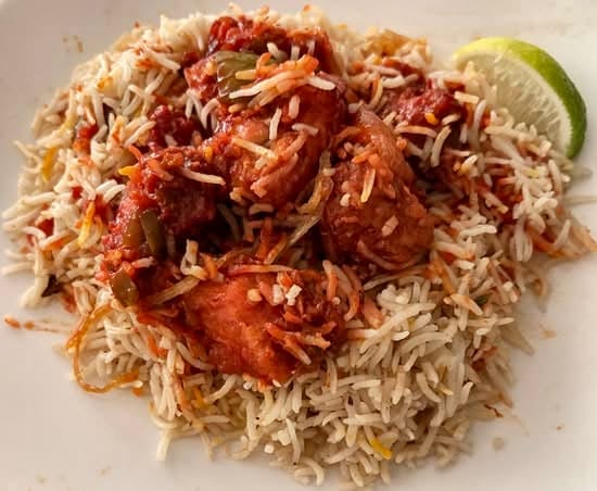Chilly Chicken Biryani.